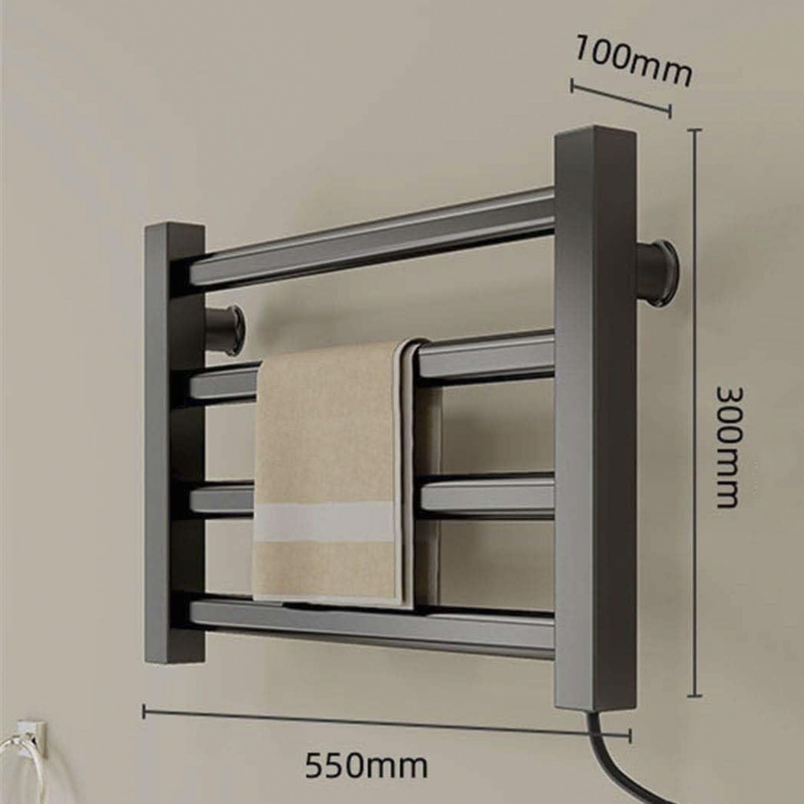 Toallero eléctrico Inteligente, radiador de Pared de 80 W, pequeño radiador toallero eléctrico for baño de 4 Barras, Temperatura Constante de 55 °C for Evitar Quemaduras.(White-Right Line)