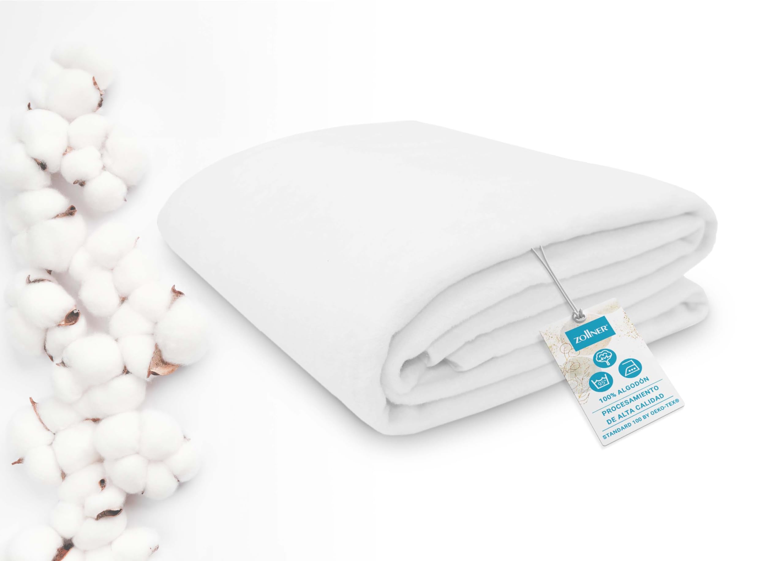 ZOLLNER Large Blanket for Bed and Sofa, 150 x 200 cm, 60% Cotton, White OEKO-TEX STANDARD 100
