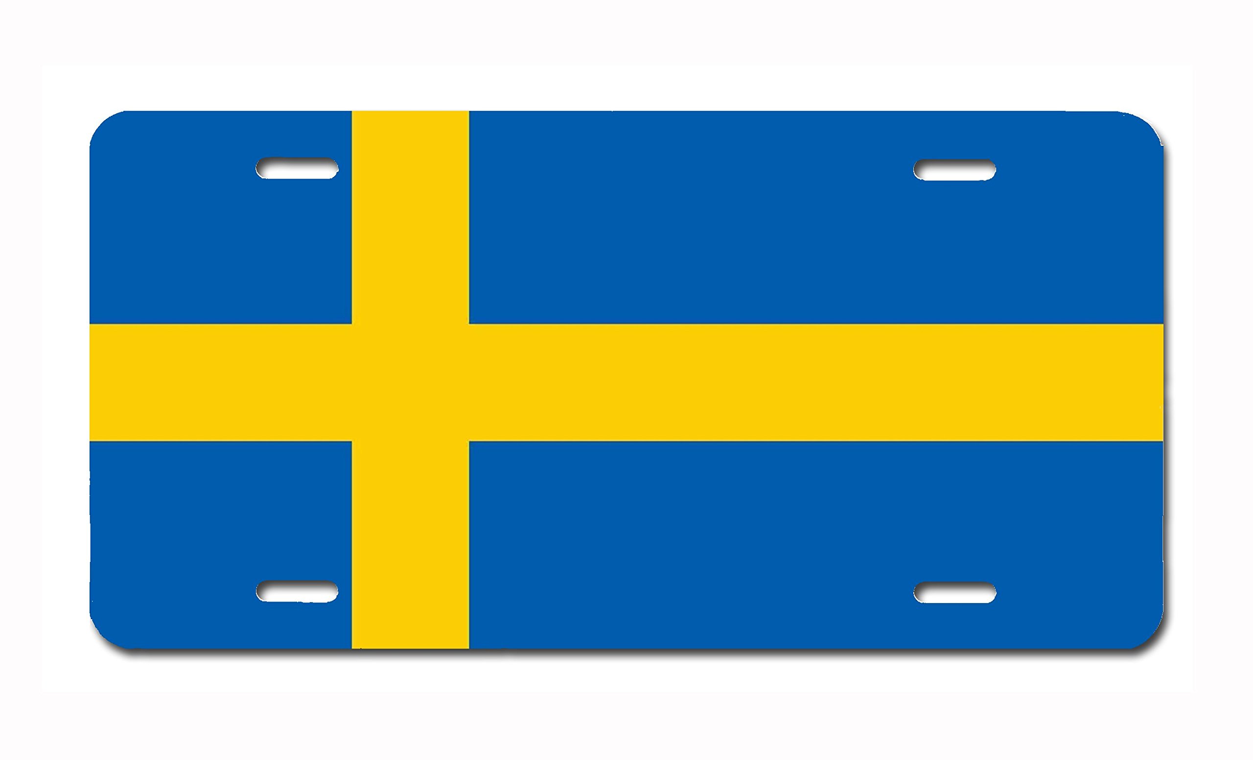 U.S. European Flags Automobile (6X12) Front License Plate License/Vanity Plate – Made in The U.S.A.