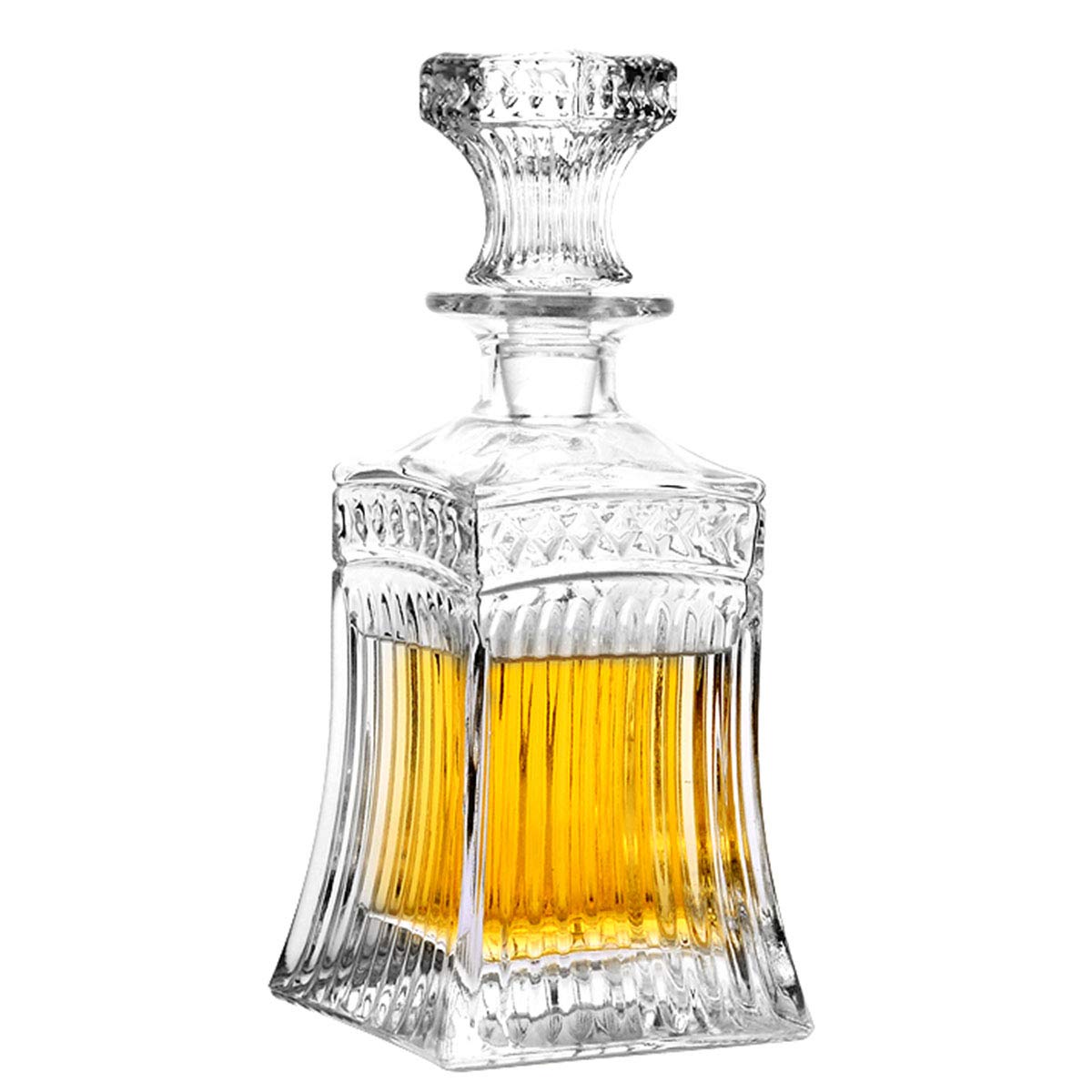 Carafe à décanter en verre avec bouchon géométrique hermétique – Décanteur à whisky pour vin, bourbon, brandy, liqueur, jus, eau