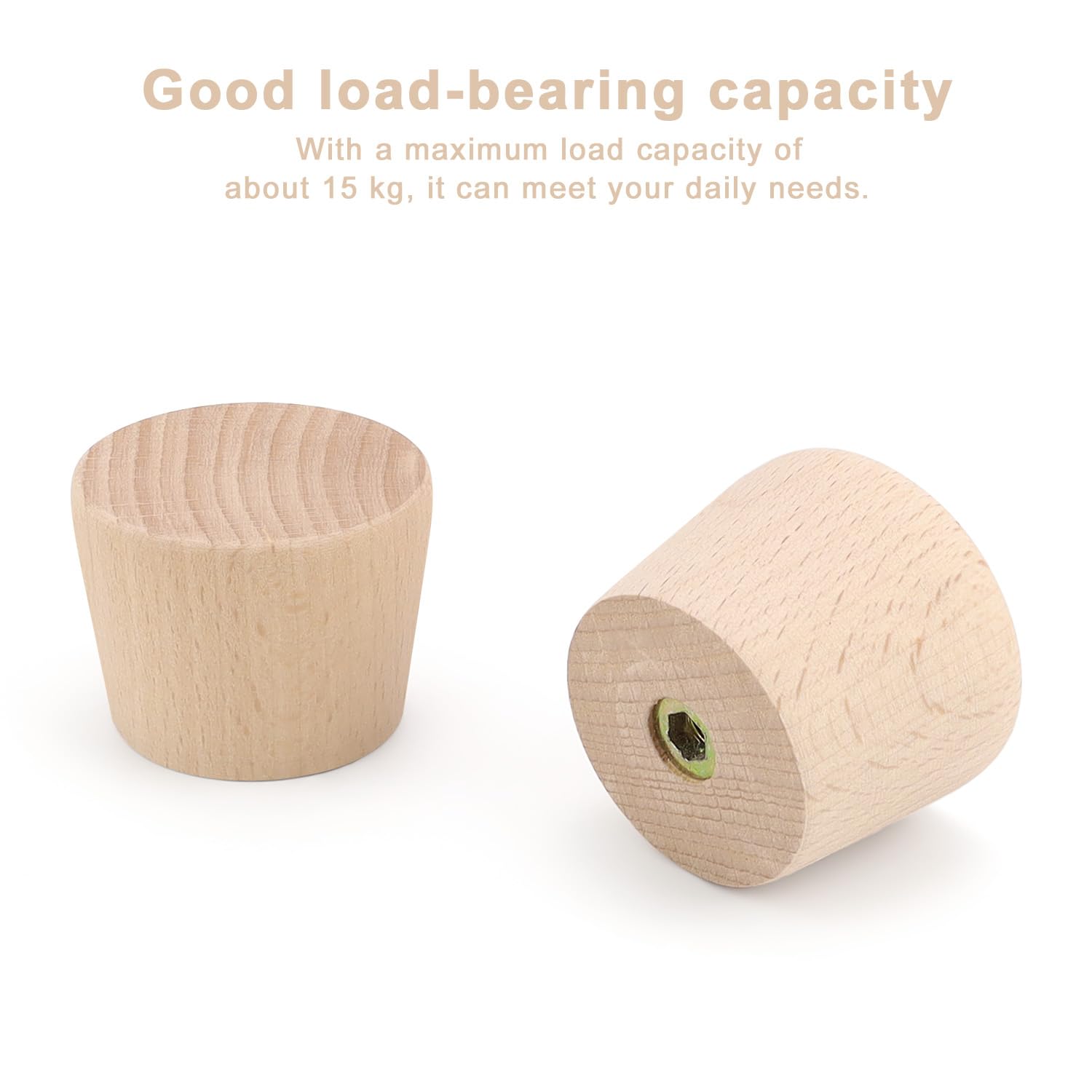JANDH 5 Pieces Coat Hooks, Beech Wood Tapered Hooks, Suitable for Hanging Clothes, Beige - Image 4
