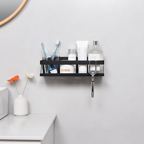 Miniatura 6 de Estante de especias para refrigerador, cocina, hogar, organización y almacenamiento adhesivo (paquete de 2, negro)