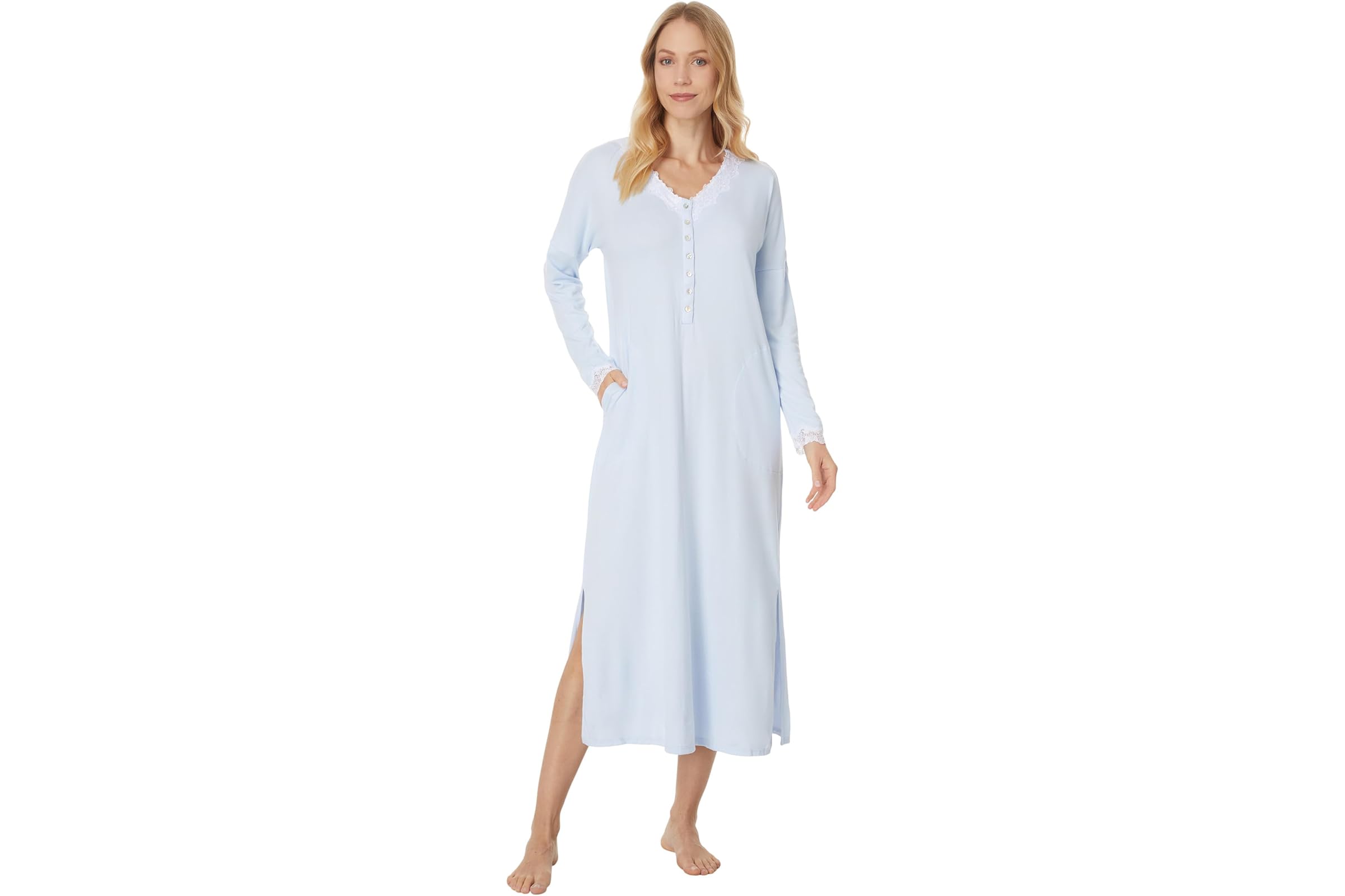 Eileen West Long Sleeve Sweater Knit Lounger Gown