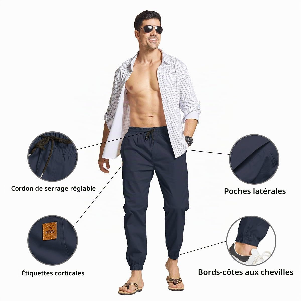 JustSun Pantalon Cargo Homme Chino Pantalon Jogging Homme Coton Sport Slim Fit Casual avec Quatre Poches