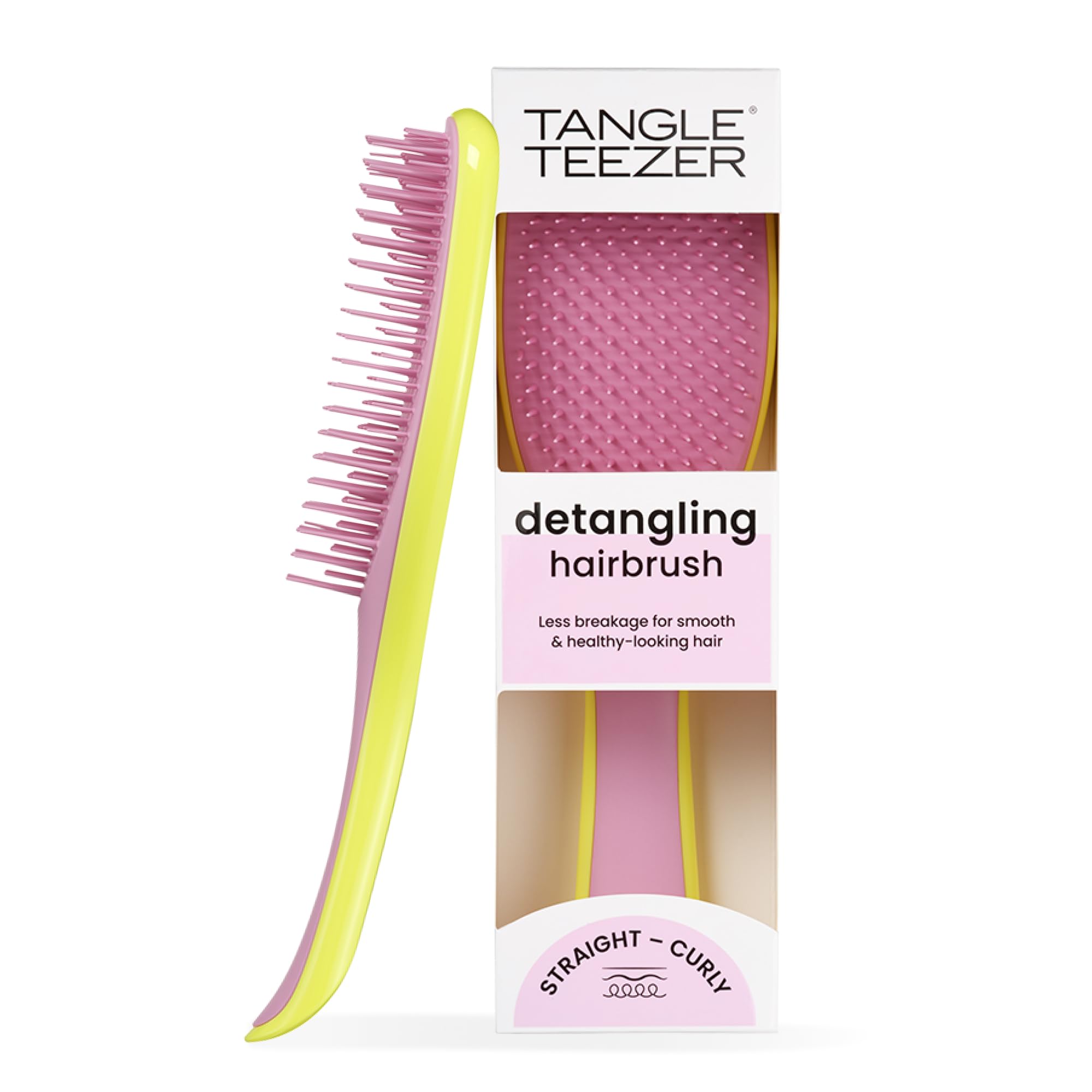 Tangle Teezer Ultimate Detangler - Districa i capelli bagnati asciutti - Anti-rottura e scioglinodi Setole a Doppio livello - Spazzola adatta a tutti i tipi di capelli - Giallo e Rosa Antico Multicolore (Hyper Yellow & Rosebud)