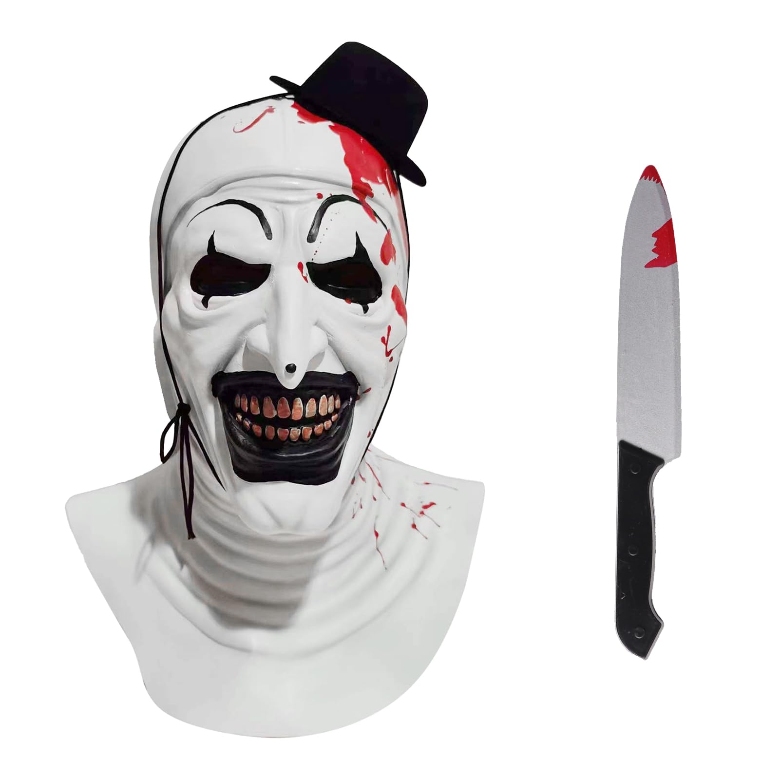 Ficlwigkis Adult Terrifier Mask Art the Clown Scary Clown Killer Halloween Cosplay Halloween Killer Mask Full Head Terrifier Costume Props