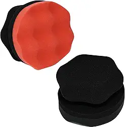 Pacote com 2 almofadas aplicadoras de brilho de pneu hexagonais grandes, aplicador de aderência durável e reutilizável para limpeza de carro de polimento de pneus (vermelho + preto)