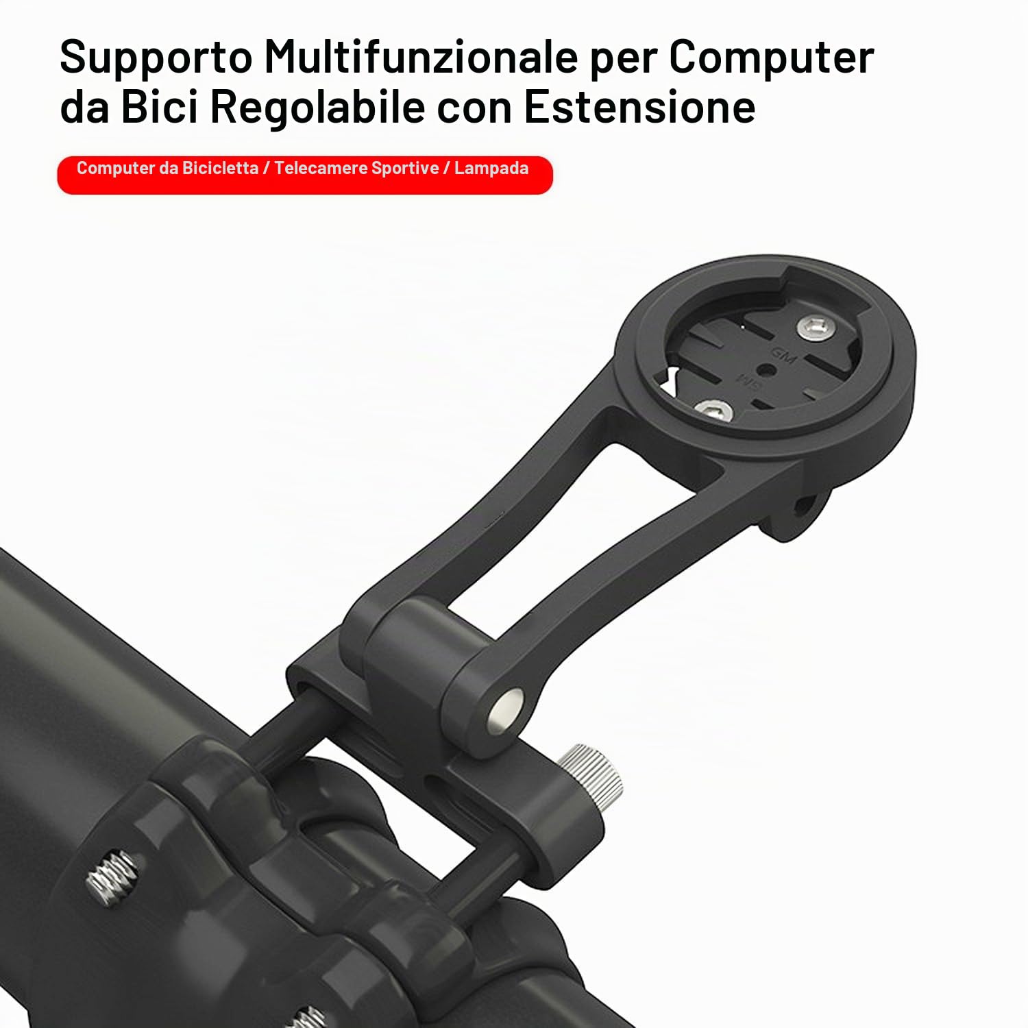 Supporto regolabile per bicicletta da strada in lega di alluminio compatibile con Garmin Edge, Wahoo Elemnt, Bryton, Cateye, fotocamera GoPro e lampada