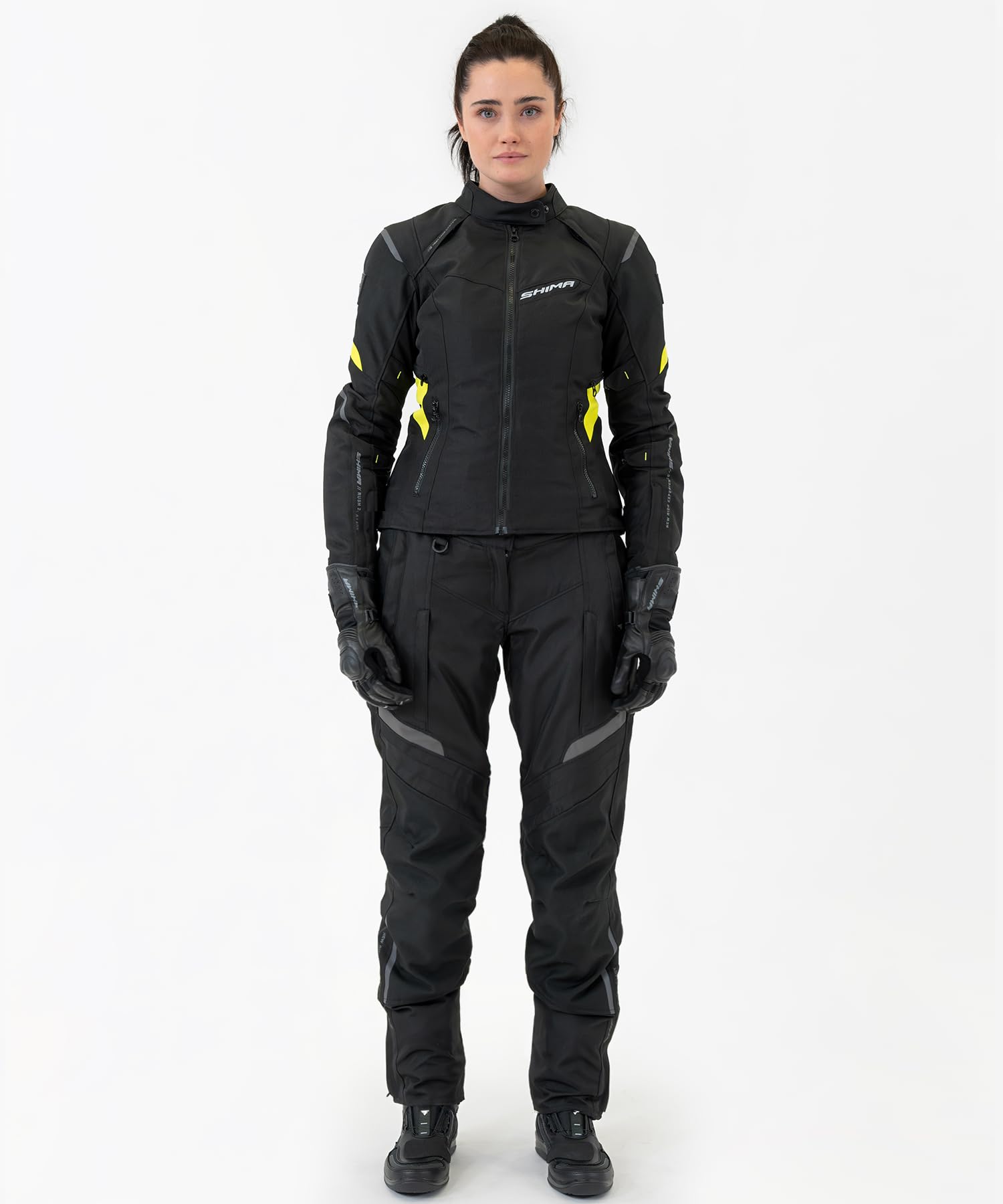 Shima Rush Motorradhose Damen mit Protektoren Mesh | Airforce Knieprotektoren | Sommer Motorrad Hosen Winter Wasserdicht Motorradkombi Motorradjacke Touren (Schwarz, Frauen, Textilehose, Größe 3XL)