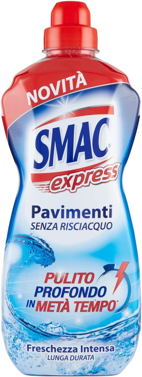 Smac Express - Frescura intensa para suelos, limpiador multisuperficie, efecto limpiador sin aclarado, 12 x 1000 ml + Polpa italiana gourmet 400 g