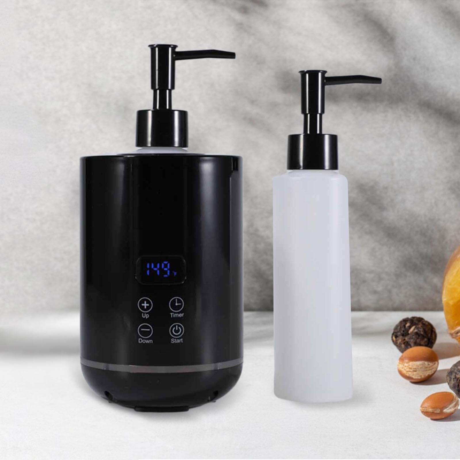 3 Pièces Chauffe-Huile de Massage, Appareil de Chauffage Portable, Chauffe-Bouteille et Chauffe-Lotion en Matériau PP, Affichage LED Tactile, Approprié pour Salon, Voyage, Noir