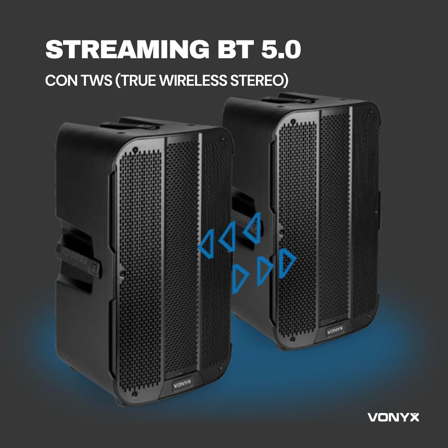 Vonyx VD712A – Altavoz Activo 800W Bluetooth 5.0 con DSP, TWS, biamplificado, Entrada XLR/Jack 6,3 mm, Salida XLR, Soporte 35 mm, Uso como Monitor o PA, para DJ Eventos Directo