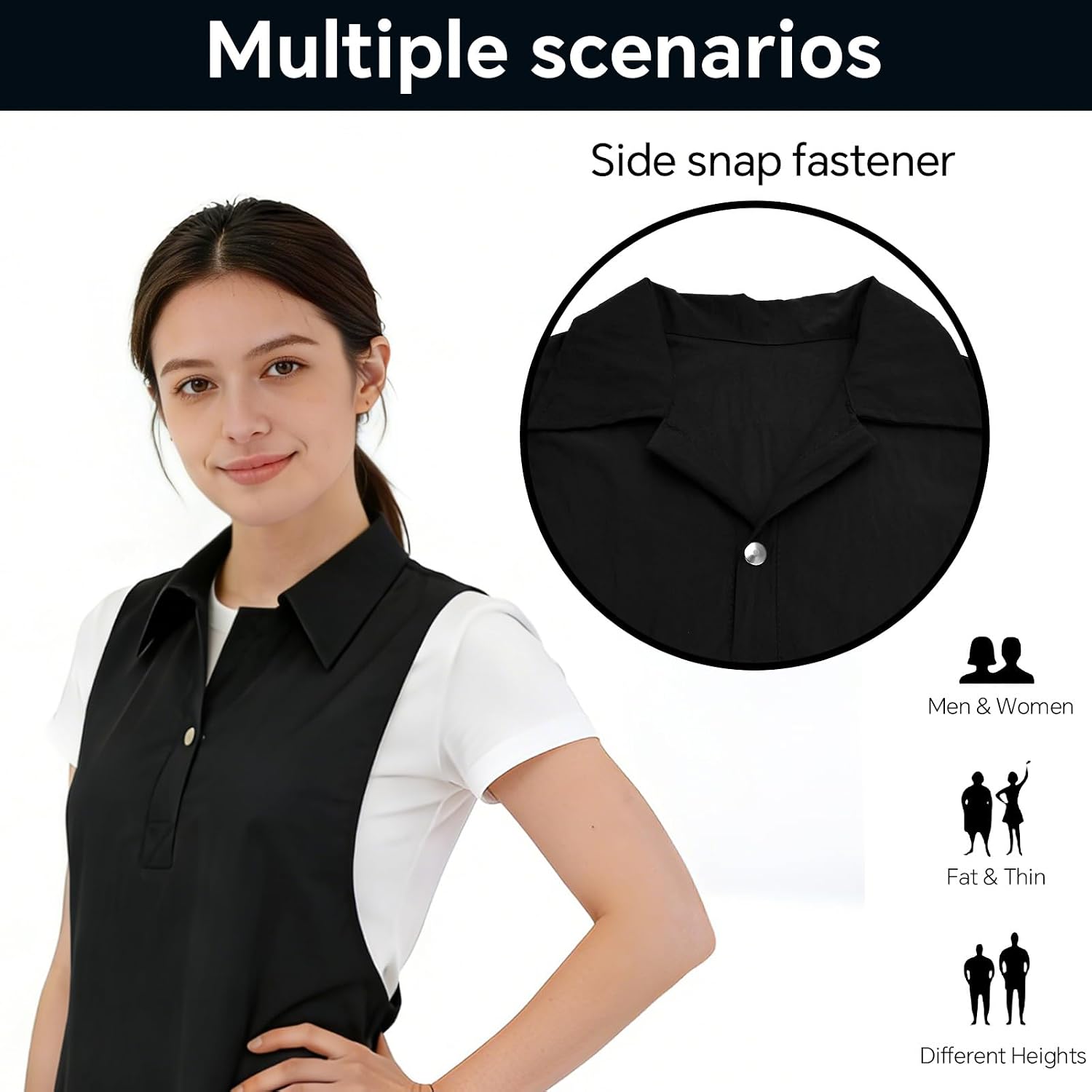 Barber Apron, Multi-Functional Work Cape for Hairdressing, Featuring Multiple Pockets for Organizing Hairdressing Supplies (BLACK-Blouse)