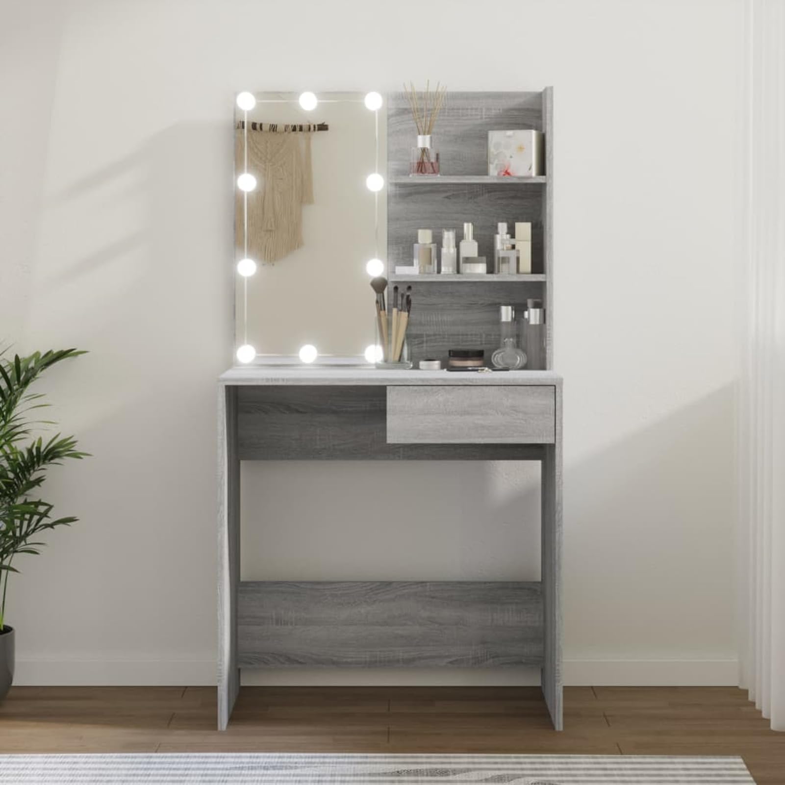 Gecheer Sonoma - Tavolo da toeletta a LED, 74,5 x 40 x 141 cm, per gli appassionati di bellezza