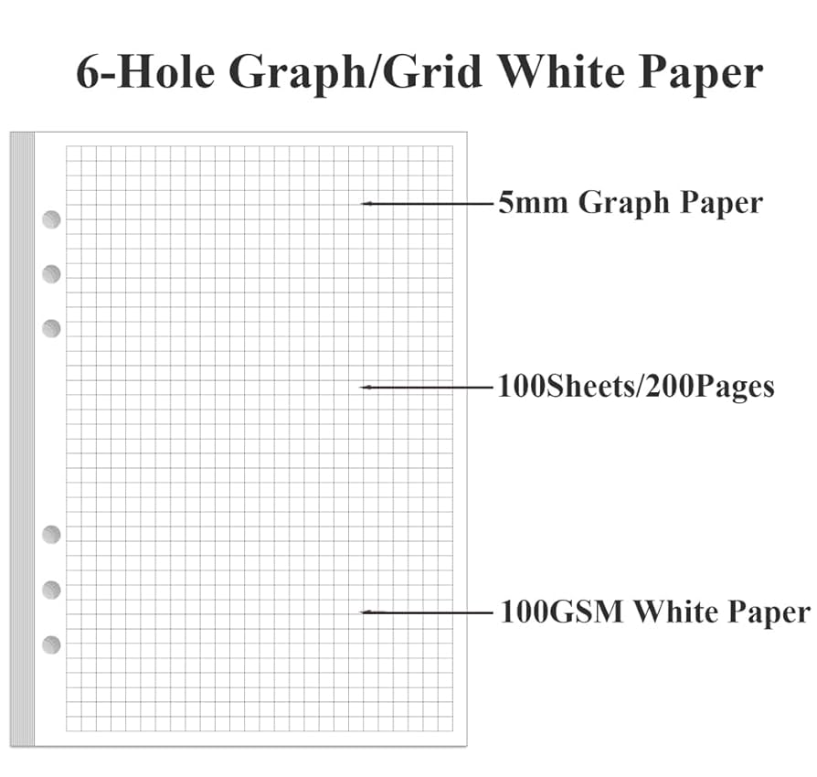 Amazon.com : A5 Grid Refill Paper, 6-Hole Graph Paper, 100Sheets / 200Pages Loose-Leaf Grid Paper, 100gsm White Paper, 5.8 amazon-com-a5-grid-refill-paper-6-hole-graph-paper-100sheets-200pages-loose-leaf-grid-paper-100gsm-white-paper-5-8-x-8-3-office-products
