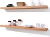 Axeman Oak Floating Shelves, 36 Inch Wall Shelf Set of 2, Solid Wood Shelves for Wall Storage, Wall Mounted Wooden Display Shelf for Bathroom Bedroom Kitchen Garage, Natural