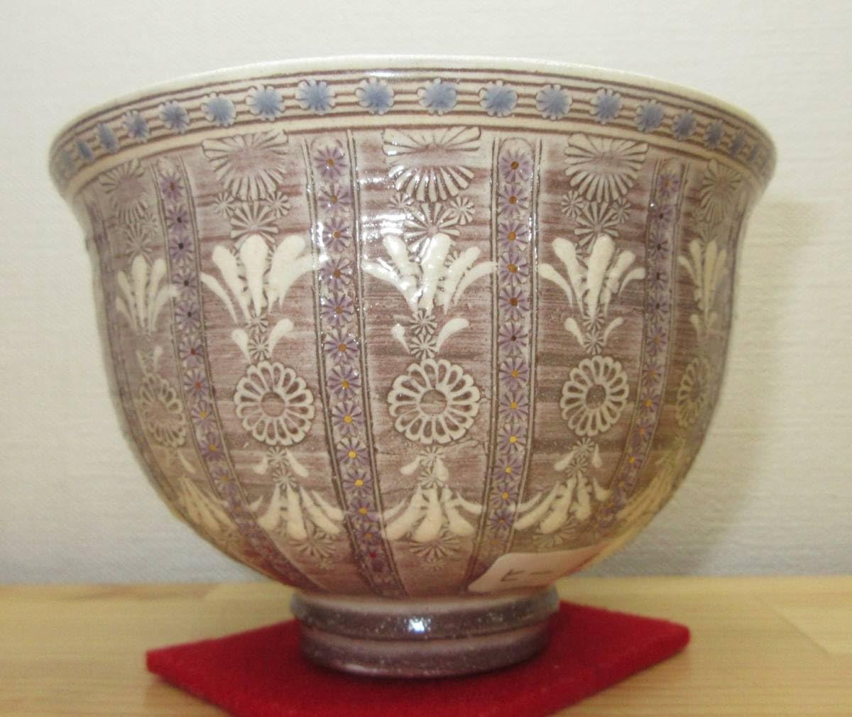 Amazon.co.jp: 逢絢亭茶道具 茶碗 京焼 紫彩華紋 森里陶楽 共