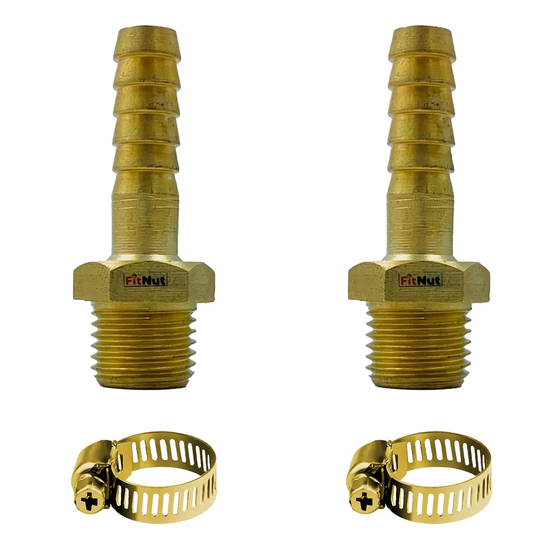 Fit Nut Brass 1/4" BSP x 8 mm Mail-Thread Hose Nozzle for Pipe Fitting with Clamps | 1/4” BSP x 5/16” | (Pack of 2) (B09PB22CJ5) Amazon Price History, Amazon Price Tracker