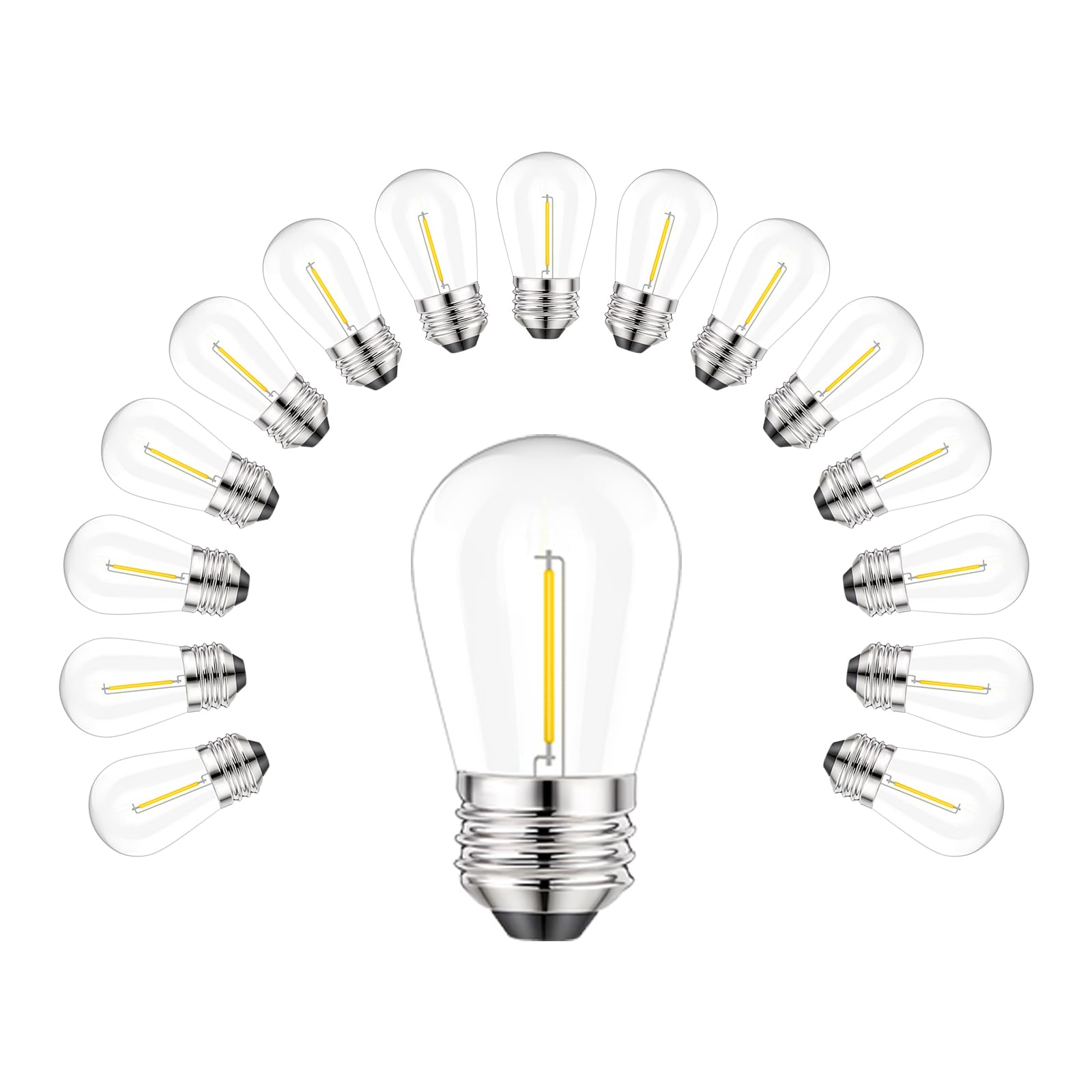 Svater E27 LED Bulbs, S14 Vintage Edison LED Light 1W (Equivalent to 10W), Plastic Bulbs 2700K Warm White Dimmable IP65 Waterproof Outdoor Indoor 15Pcs