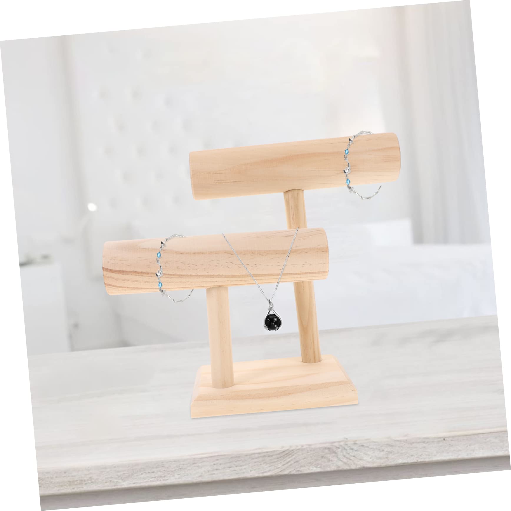 Healvian Legno Gioielli Espositore a 2 Livelli per Collane e Orologi
