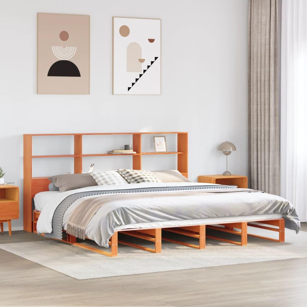 lite drewno sosnowe z regałem zagłówek 180x200 cm biały