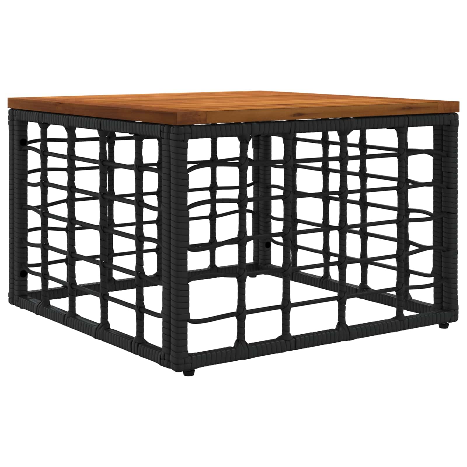 Set di 8 divani da giardino in polyrattan, colore nero | Divani modulari in rattan per giardino e terrazza con tavolo in legno di acacia e comodi cuscini lavabili.