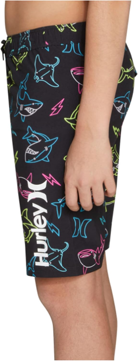 Hurley Boys' Board Shorts, Sharks on Black, Large (14/16)