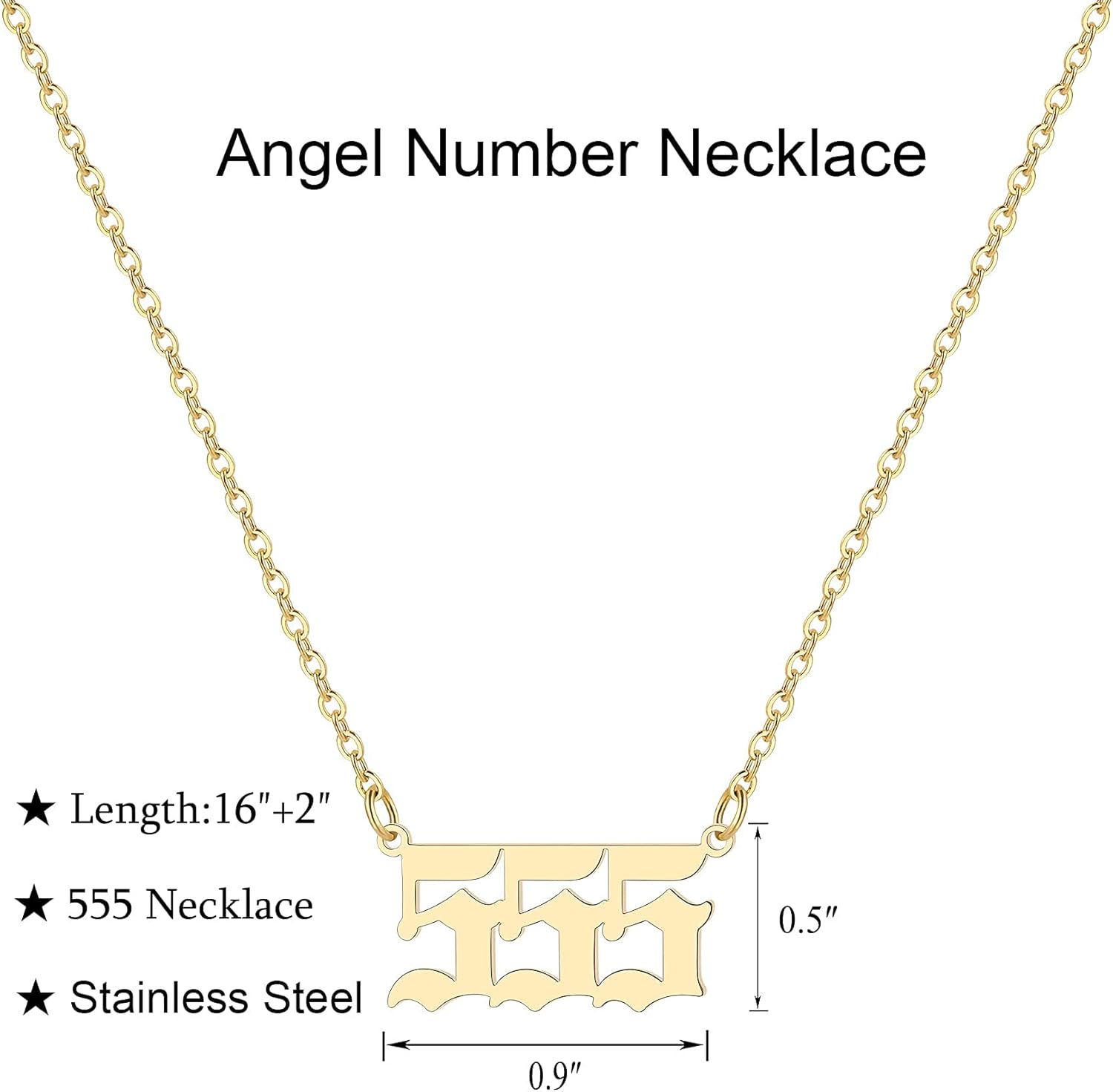 Angel Number Necklace For Women, 18K Gold Plated 000 111 222 333 444 555 666 777 888 999 Necklace Numerology Jewelry - Image 5