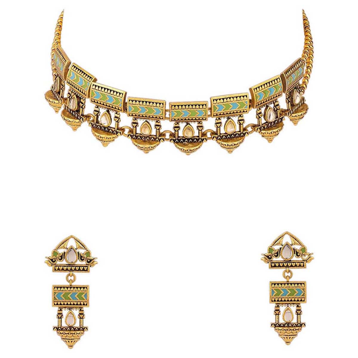 VOYLLA Gwalior Gold Toned Jharokha Motifs Necklace Set (B08L3V7RS2) Amazon Price History, Amazon Price Tracker