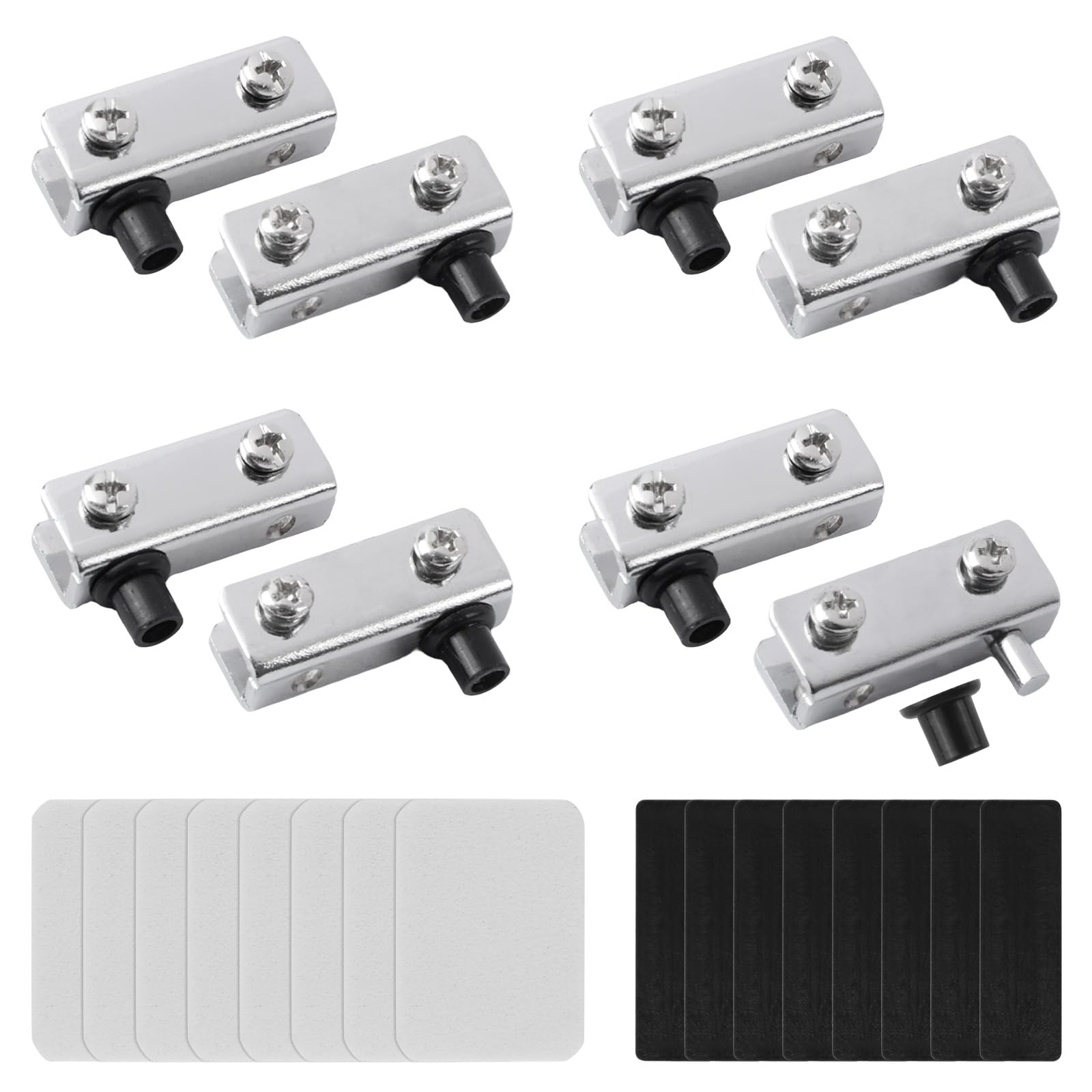 UFURMATE 4 Pairs/8Pcs Frameless Glass Door Pivot Hinges Adjustable Cabinet Door Clamp Hinge Fits 3-5mm Free Swinging Glass (Silver)