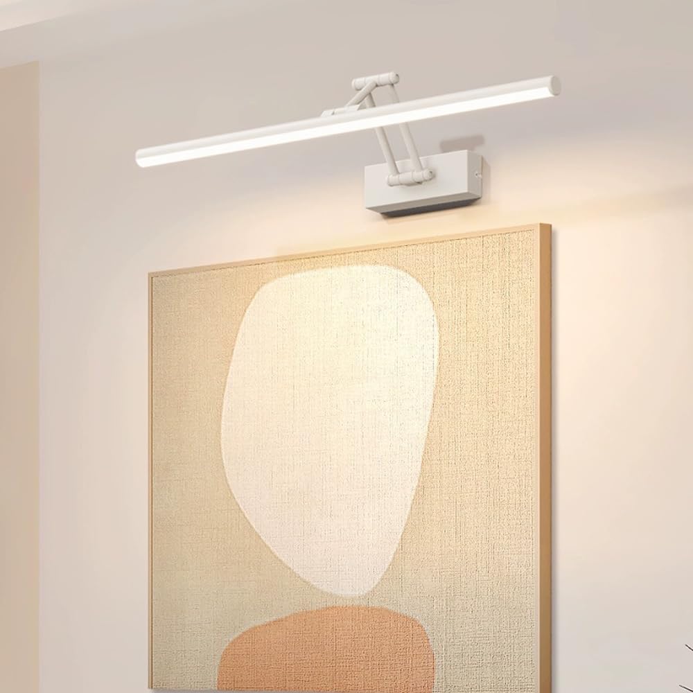 Mengjay LED Lampada Specchio Bagno,Lampada Da Parete Rotante Per Bagno 3000K/4000K/6000K,Applique da Parete Interno Moderno In Metallo per Camera da Letto Soggiorno Corridoio (Bianco, 60cm)