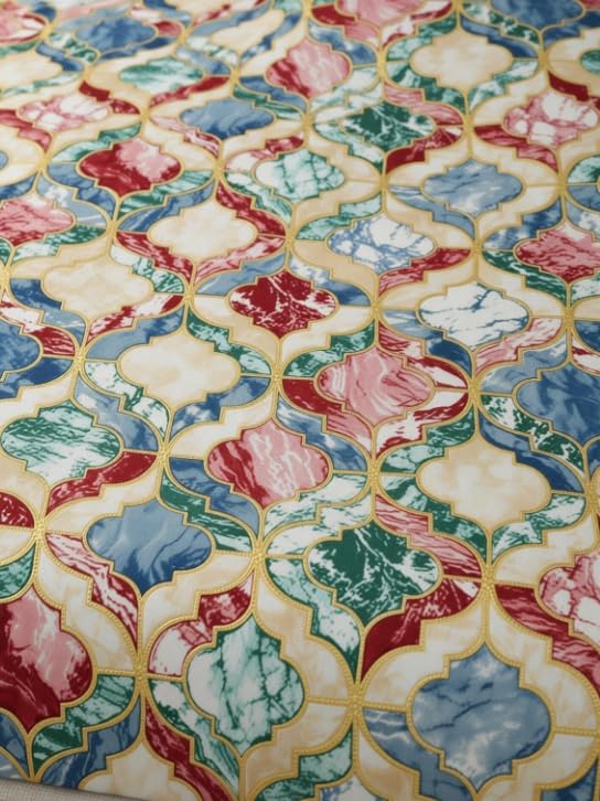 Image of Glace Cotton 220 TC Single Bedsheets Soft Breathable Fabric Elegent Design| Wrinklefree (Size-60 X 90 Inch) with 1 Pillow Covers (Size-17 X 27 Inches, Multi Shankh)