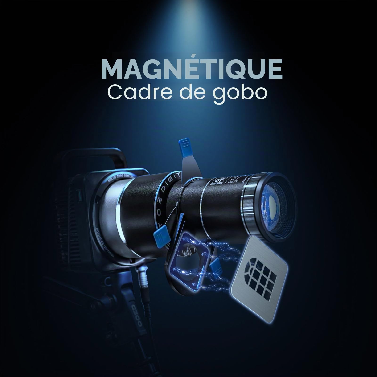 DF DIGITALFOTO Snoot Optique Bowens Monture, 25 Gobos, Accessoire de Projection de 2e Génération pour Projecteur de Photographie, Compatible avec Aputure Amaran 100X/D 200D/X, Godox SL60, Focalisable