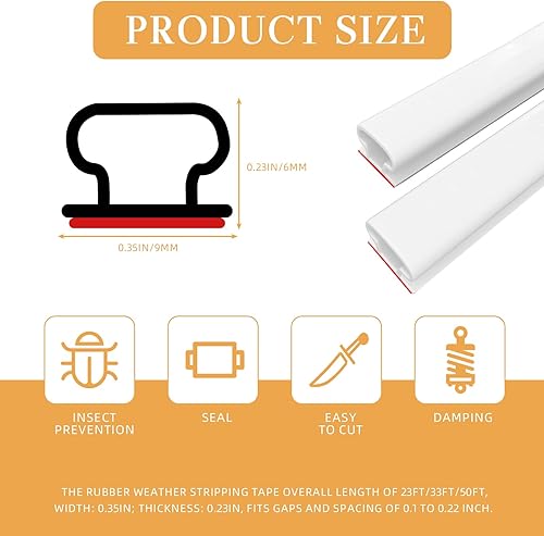 Miniatura 3 de Lumimoi Burlete de sellado de puerta, burlete de goma autoadhesivo en forma de D, tira de sello de puerta para marco de puerta, aislamiento de