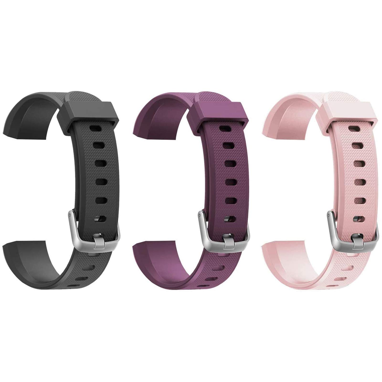 Runlio ID115U, ID115UHR Replacement Bands, Adjustable Replacement Straps Fitness Tracker ID115U, ID115UHR, NOT for ID115plusHR,S5, Black+Pink+Purple