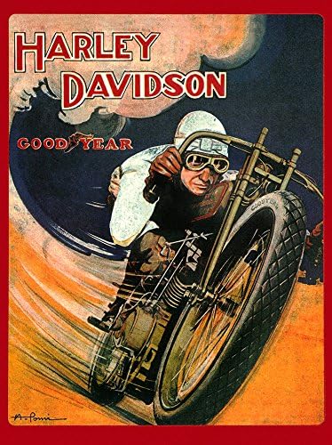 Digital Fusion PrintsHarley Davidson Goodyear 1920's Motorcycle Poster Poster 18" x 24" (Unframed) Printed with 200 Year Lifespan Archival Inks