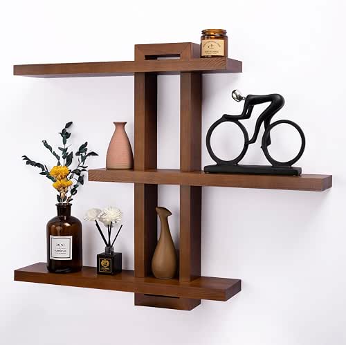 yaqew Variable Floating Shelves Wood Set of 3, Cube Wall