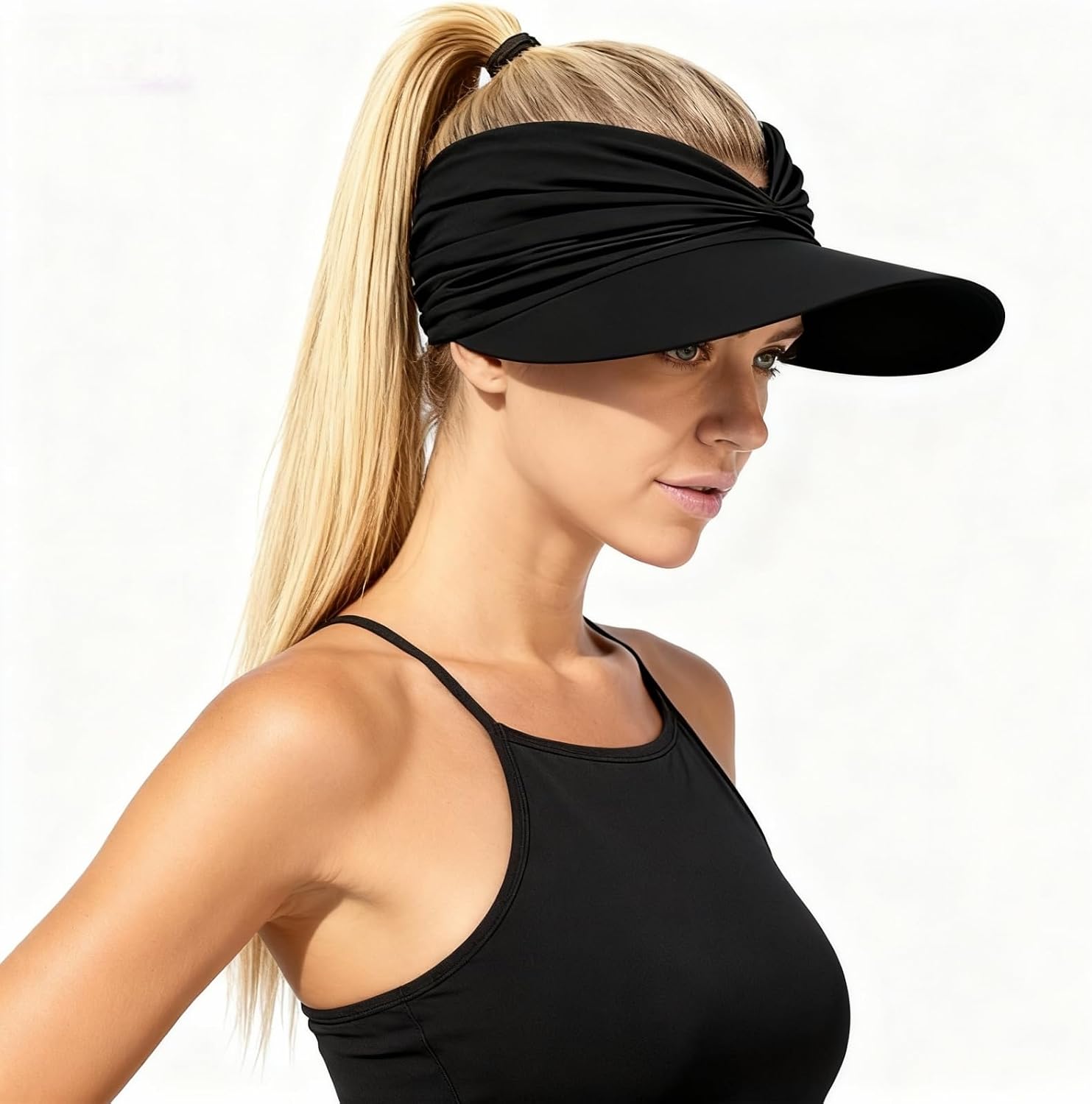 Women's Elastic Visor Cap Sun Hat UV Protection Empty Top Baseball Cap Stylish Adult Ponytail Hat for Summer Sports