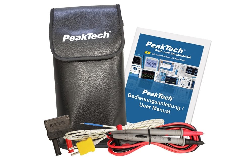 PeakTech, Pinza amperimétrica 1000A AC y multímetro digital 4000 contadores con comprobador de continuidad, CAT III 600V, 1 pieza, P 1610