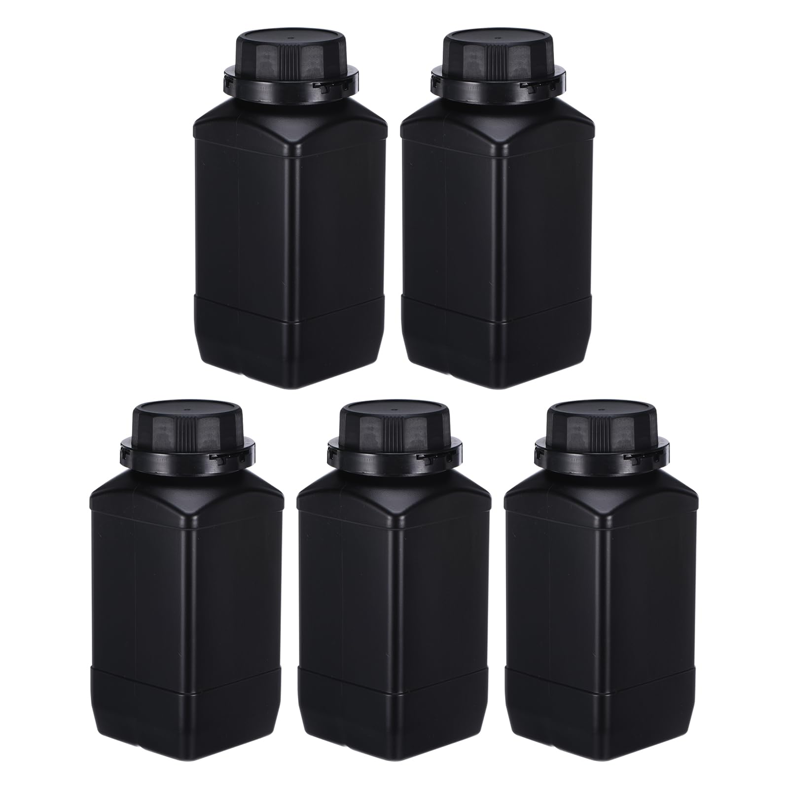 PATIKIL 5Pcs Bouteilles de Réactif de 1000 ml, Bouchon à Vis, en HDPE, à Large Ouverture, pour le Stockage de Liquides Réactifs en Laboratoire, Échantillons Solides, Couleur Noire