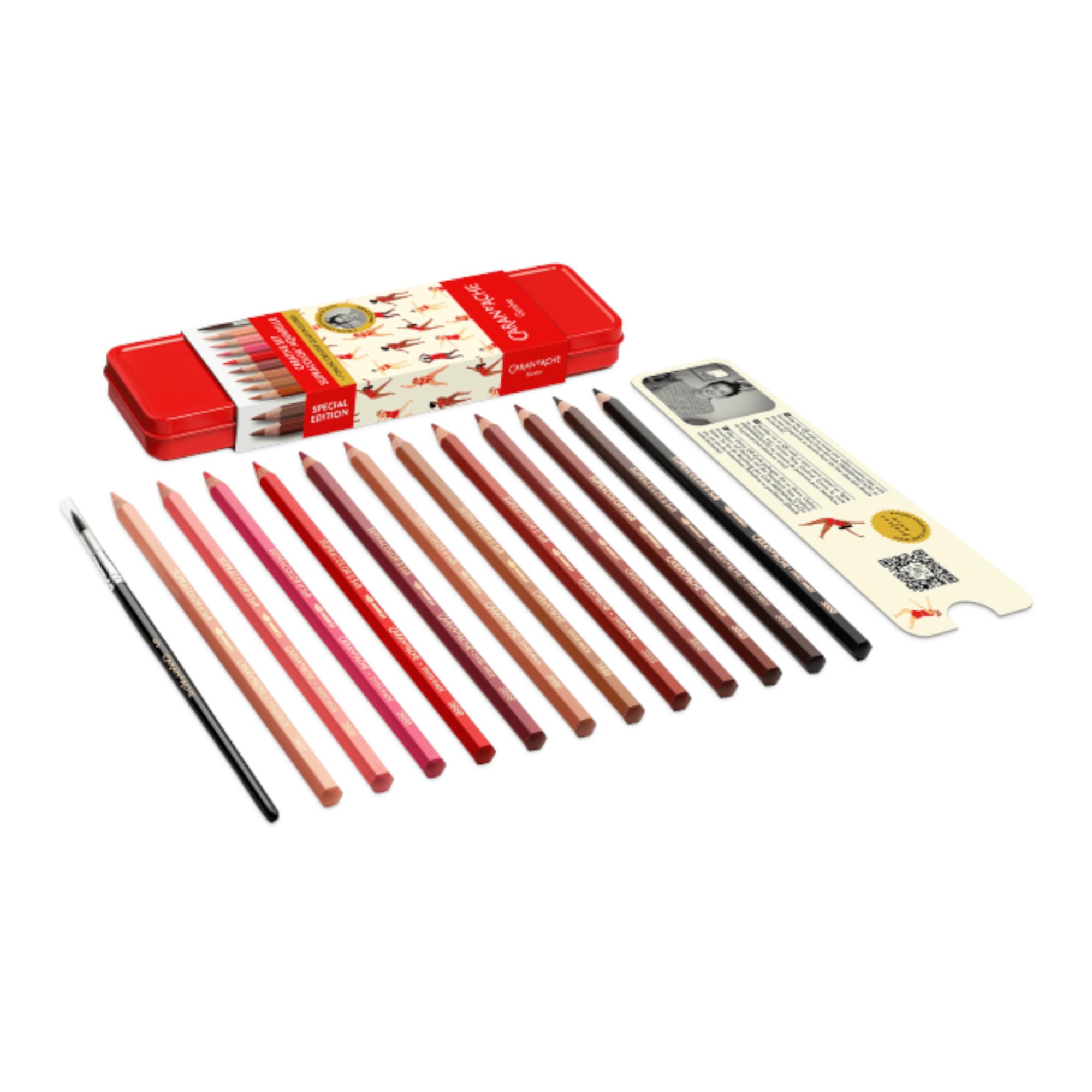 CARAN D'ACHE Nina Cosford Lot de 13 crayons de couleur et accessoires avec cours en ligne, édition spéciale, fabriqué en Suisse