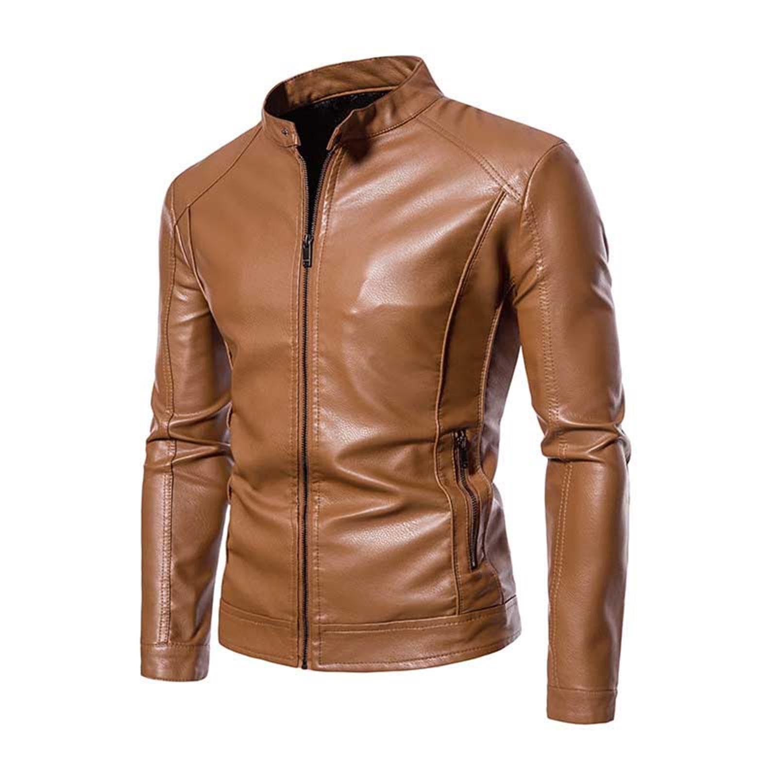 Generisch Leichte Sommerjacke Herren Lederjacke Slim Fit Border Winter Motorrad Freizeitjacke