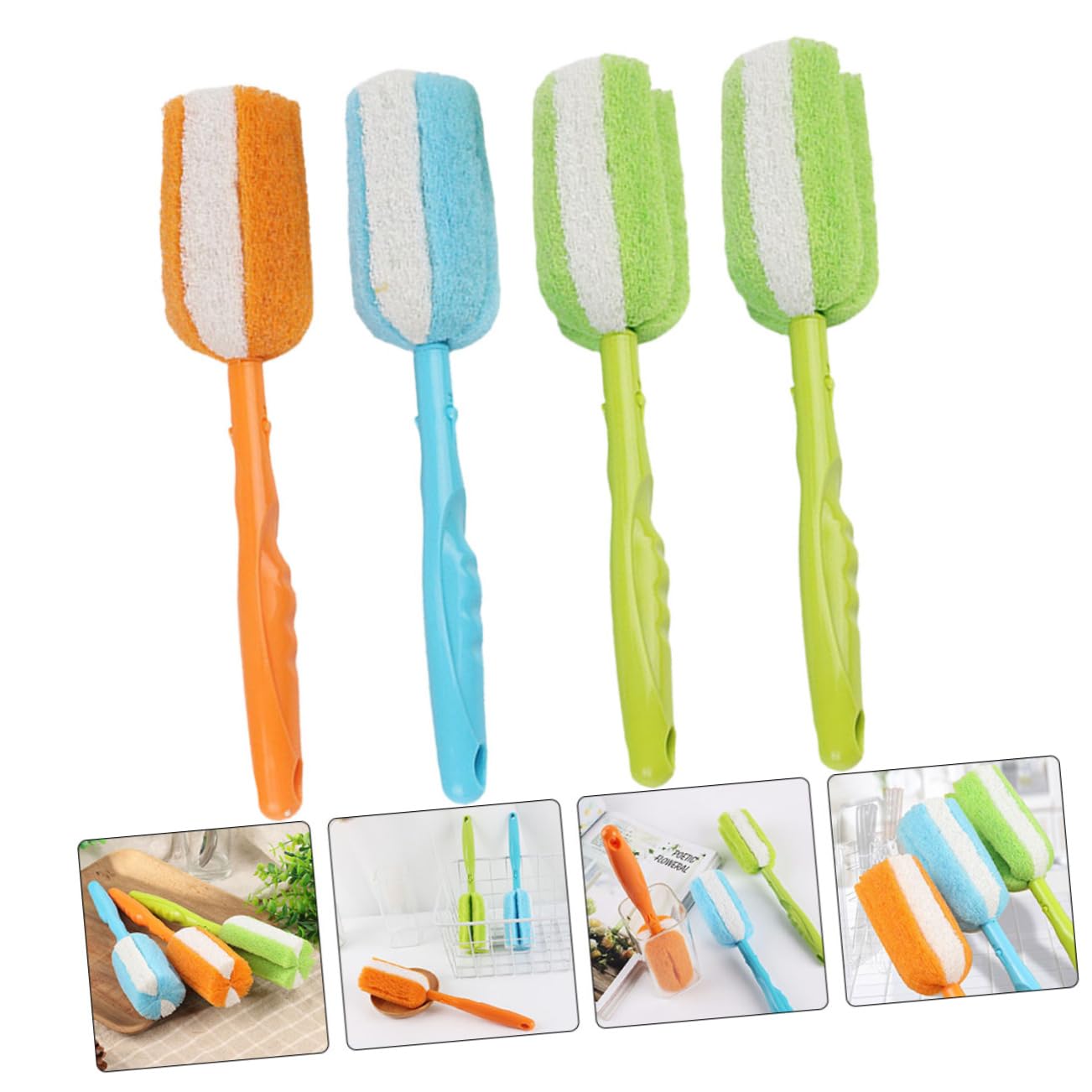 3 Sätze Tassenbürste Flaschenbürste Schrubben Reinigen Von Geschirr Spülschüssel Mit UV Becherreinigungsbürste Funktionale Reinigungsbürste 4 Stück * 3 Zufällige Farbe