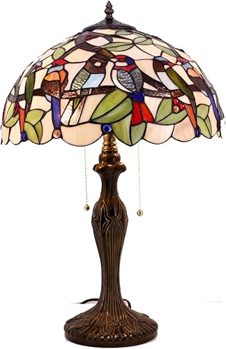 WERFACTORY Tiffany - Lámpara de mesa colorida con diseño de pájaros, lámpara de noche de 16 x 16 x 24 pulgadas, luz de lectura para escritorio, base disponible en Yaxa Costa Rica