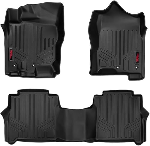 Rough Country Alfombrillas para todo tipo de clima para Nissan Titan Crew Cab (2017-2024) y Titan XD (2016-2024) - Tapete flexible antideslizante e