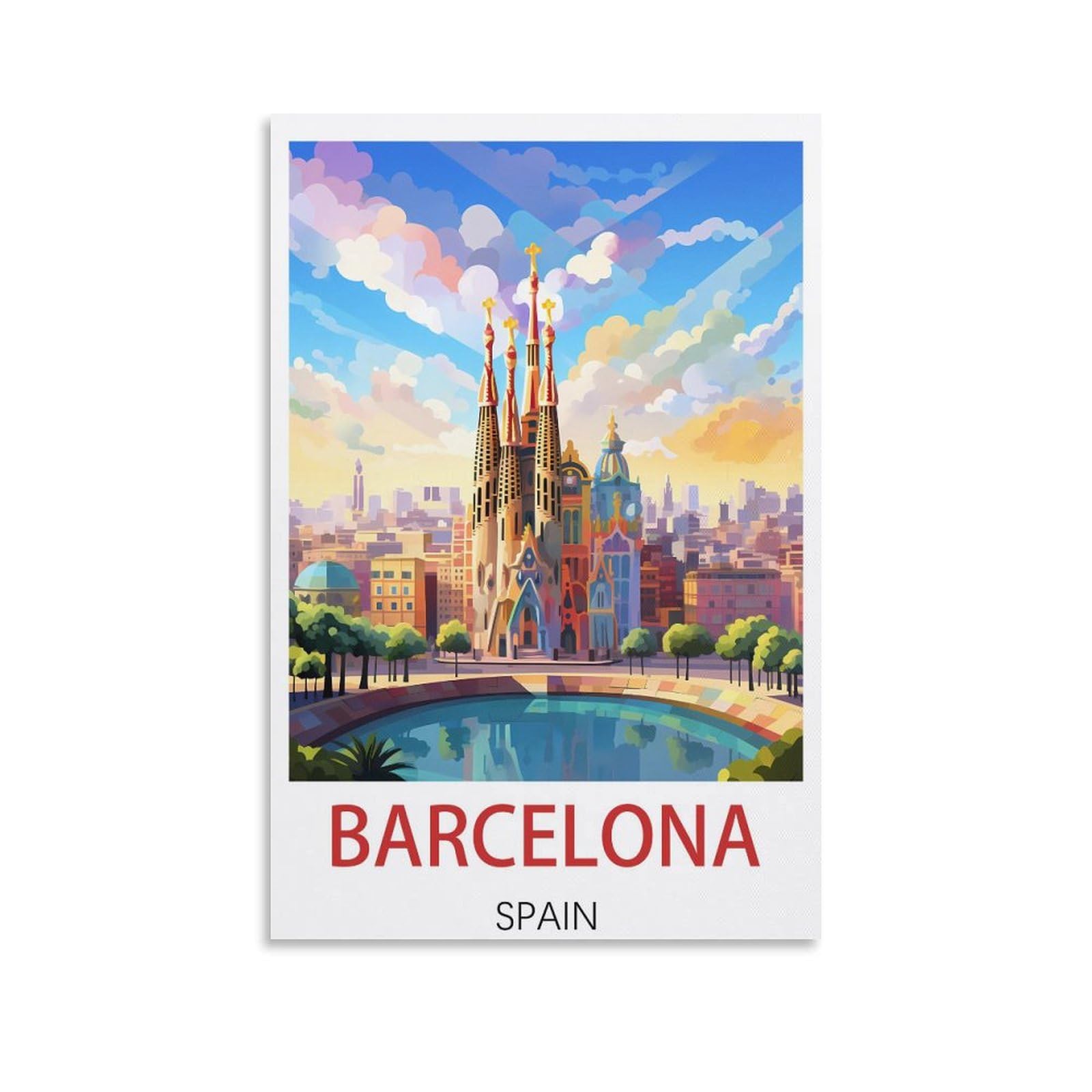 LCYUAOPP Barcelona Spain Vintage Travel Posters 12x18inch(30x45cm) Canvas Art Poster And Wall Art Picture Print Modern Family Bedroom Decor Posters