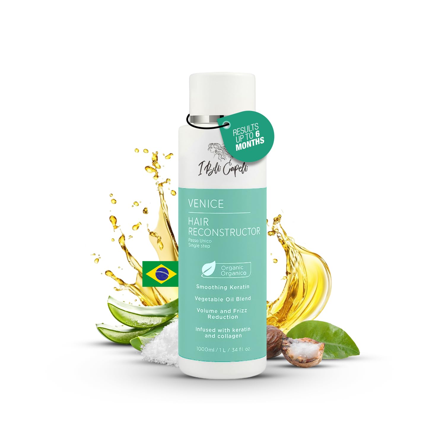 Venice Smoothing Keratin Hair Treatment Straightening 1 Step Application Formaldehyde Free 16.9 Fl Oz