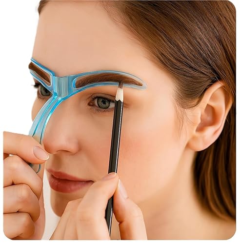 Augenbrauen Schablone für Anfänger, Wiederverwendbar DIY-Augenbrauen Stempel für 3 Minuten Make-up (BLAU)