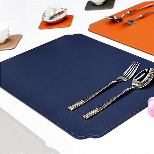 Miniatura 2 de Manteles individuales de piel sintética para mesa de comedor, lavables, resistentes al calor, aislamiento térmico e impermeable, juego de 468