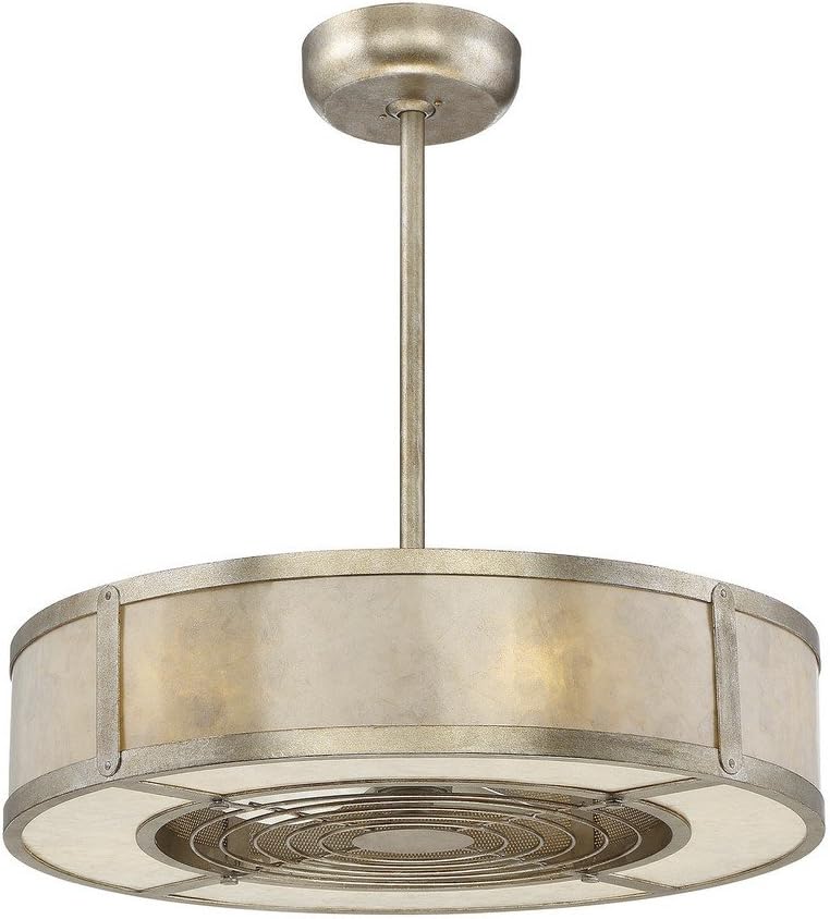 Savoy House 26-335-FD-272 Vireo Mid-Century Modern Mica Drum Fandelier Ceiling Fan with Remote, 6-Light 36 Total Watts, 13" H x 26" W, Silver Dust